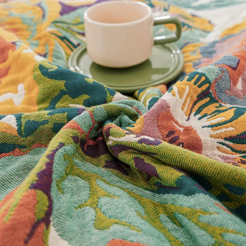 Coperta Jacquard Floreale in Cotone Estiva | Fioravento