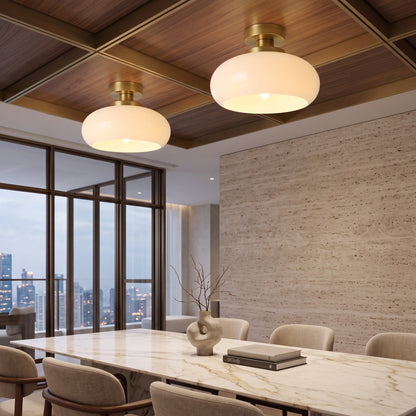 Lampada da Soffitto Bauhaus in Vetro Ambrato Semi Incasso | Lucemontana