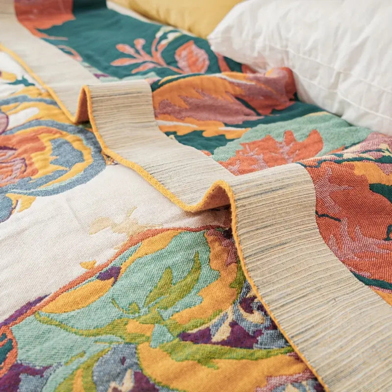 Coperta Jacquard Floreale in Cotone Estiva | Fioravento