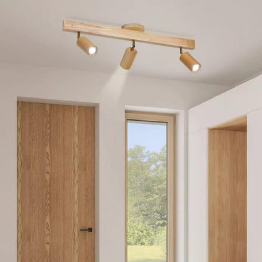 Faretti LED da Soffitto in Legno Noce Regolabili a Tre Luci | Fioracortile