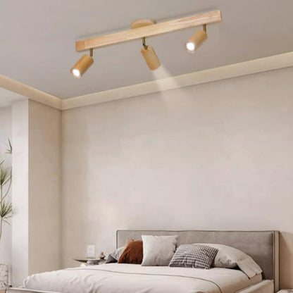 Faretti LED da Soffitto in Legno Noce Regolabili a Tre Luci | Fioracortile