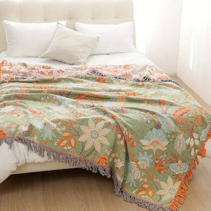 Coperta Floreale con Frange per Divano | Fiorlena