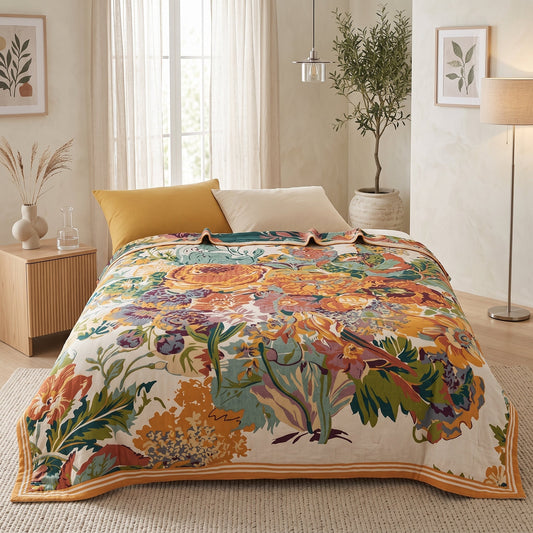 Coperta Jacquard Floreale in Cotone Estiva | Fioravento