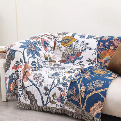 Coperta Divano Floreale Multiuso con Frange | Floravelle