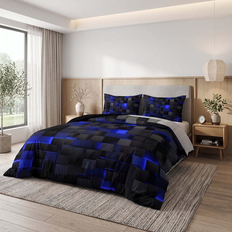 Set Copripiumino Geometrico con Due Federe Moderne | Quadriluce