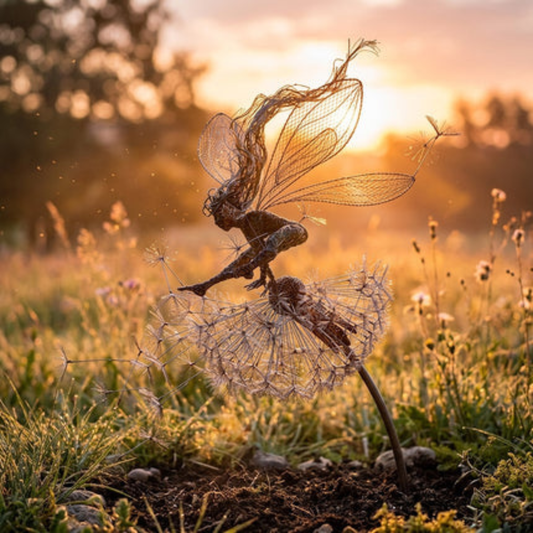 Scultura Da Giardino In Metallo Con Fate Globo Di Tarassaco E Design Cottage | Corteluce