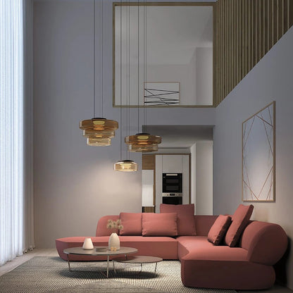 Lampada A Sospensione In Vetro Con Struttura Multilivello E Design A Strati | Chiaraluce