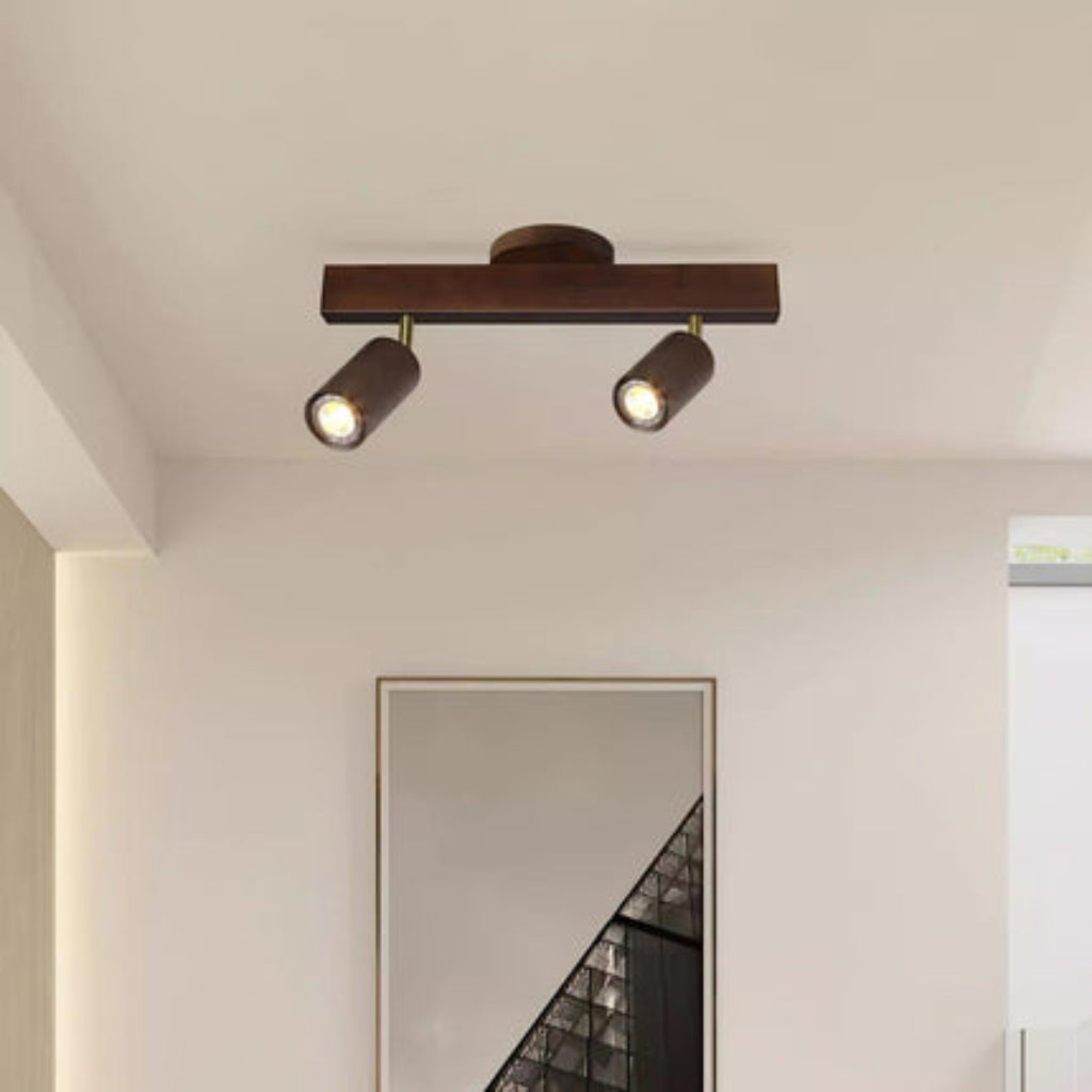 Faretti LED da Soffitto in Legno Noce Regolabili a Tre Luci | Fioracortile
