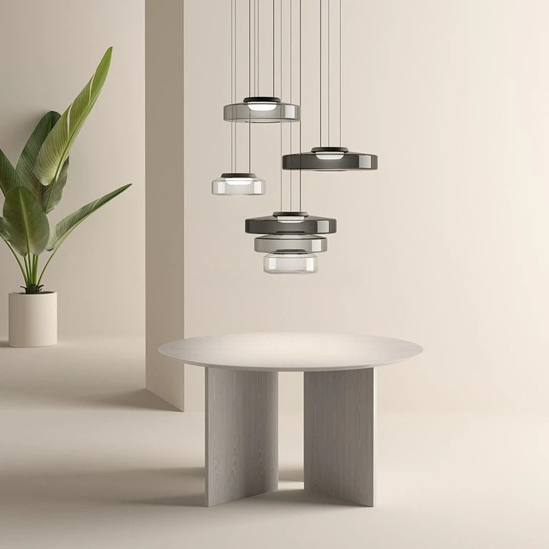 Lampada A Sospensione In Vetro Con Struttura Multilivello E Design A Strati | Chiaraluce