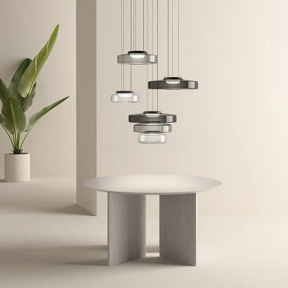 Lampada A Sospensione In Vetro Con Struttura Multilivello E Design A Strati | Chiaraluce