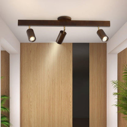 Faretti LED da Soffitto in Legno Noce Regolabili a Tre Luci | Fioracortile