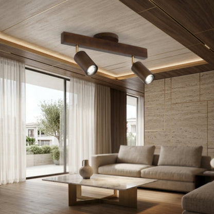 Faretti LED da Soffitto in Legno Noce Regolabili a Tre Luci | Fioracortile