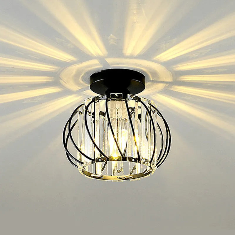 Vetro Testurizzato con Gabbia Metallica Lampada da Soffitto | Belladora