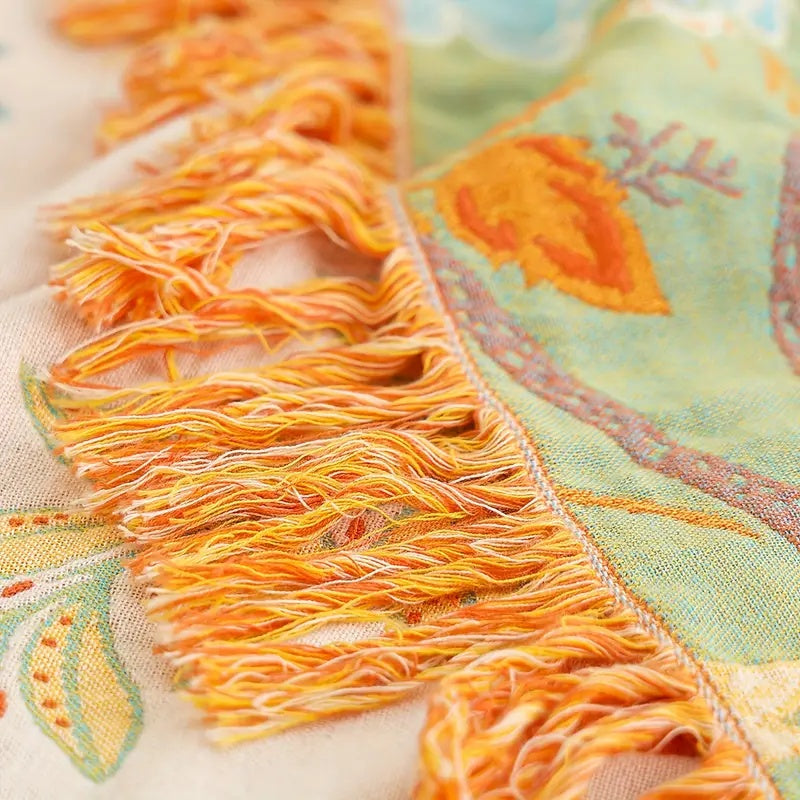Coperta Floreale con Frange per Divano | Fiorlena
