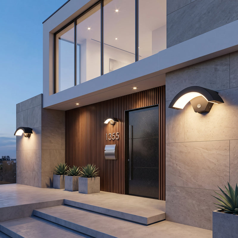Lampada LED Curva da Parete Esterna con Sensore Movimento | Vallafiore