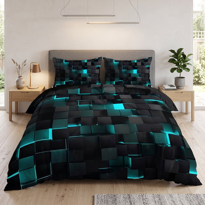 Set Copripiumino Geometrico con Due Federe Moderne | Quadriluce