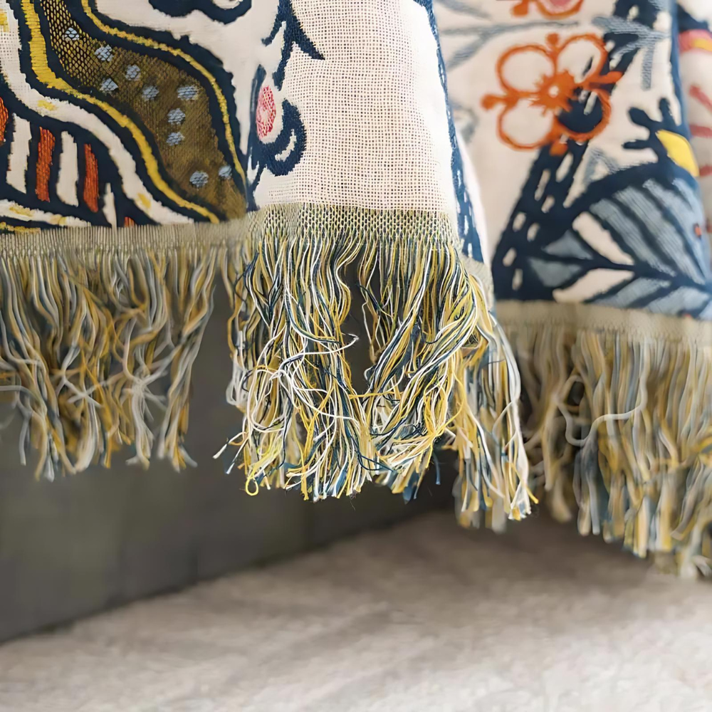 Coperta Divano Floreale Multiuso con Frange | Floravelle