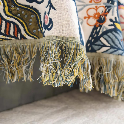 Coperta Divano Floreale Multiuso con Frange | Floravelle