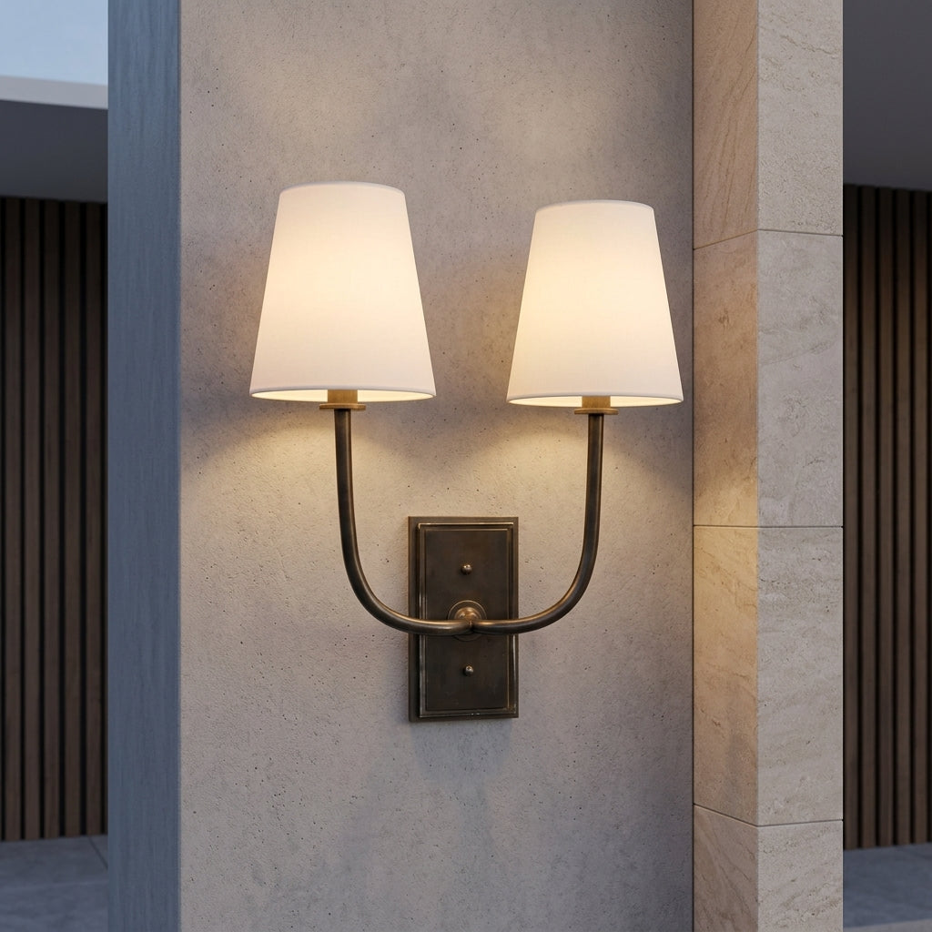 Lampada da Parete Classica in Ottone con Paralume Tessile | Casanovaia