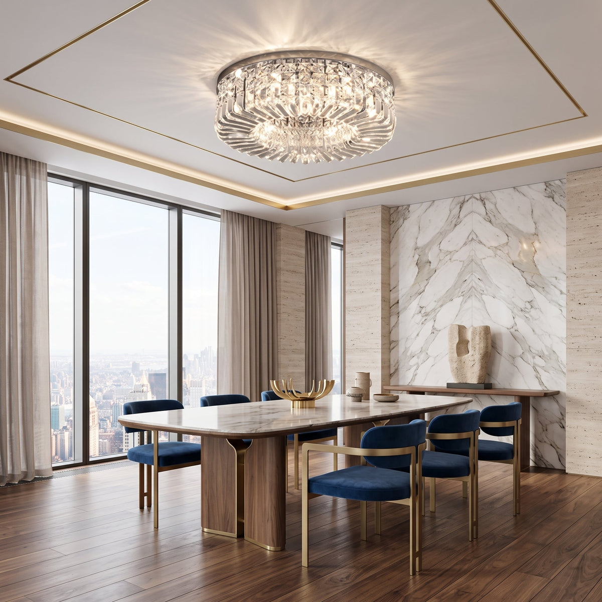 Lampadario LED a Cristalli Circolare da Soffitto | Montealba