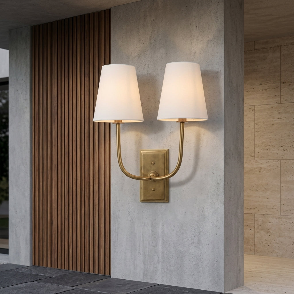 Lampada da Parete Classica in Ottone con Paralume Tessile | Casanovaia
