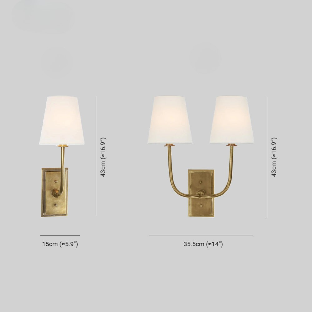 Lampada da Parete Classica in Ottone con Paralume Tessile | Casanovaia
