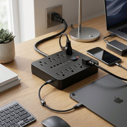 8 Prese AC 4 Porte USB-C Ciabatta Desktop | Bellavilla