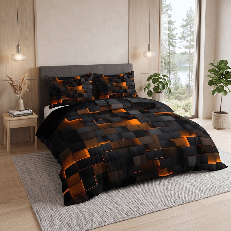 Set Copripiumino Geometrico con Due Federe Moderne | Quadriluce