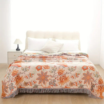 Coperta Floreale con Frange per Divano | Fiorlena