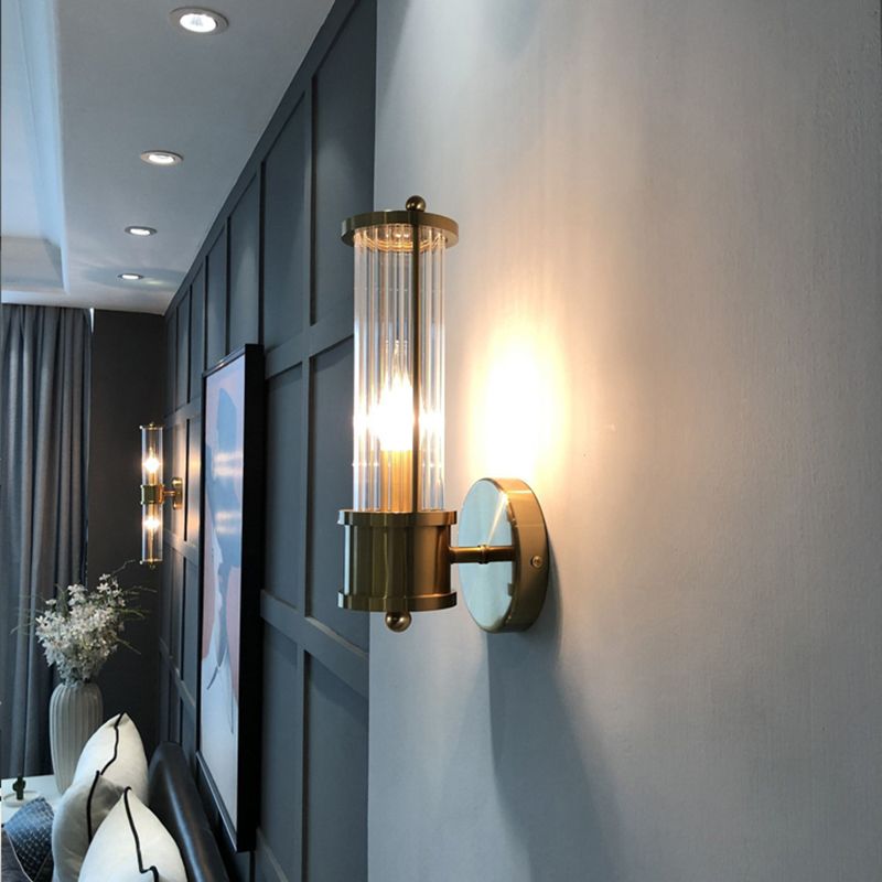 Lampada Parete Cristallo Scanalato Ottone LED con Luce Doppia | Calavento