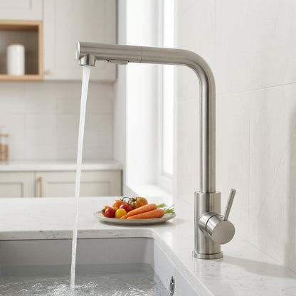 Rubinetto da Cucina in Acciaio Inox con Spruzzatore Estraibile e Acqua Calda Fredda | Elverosa
