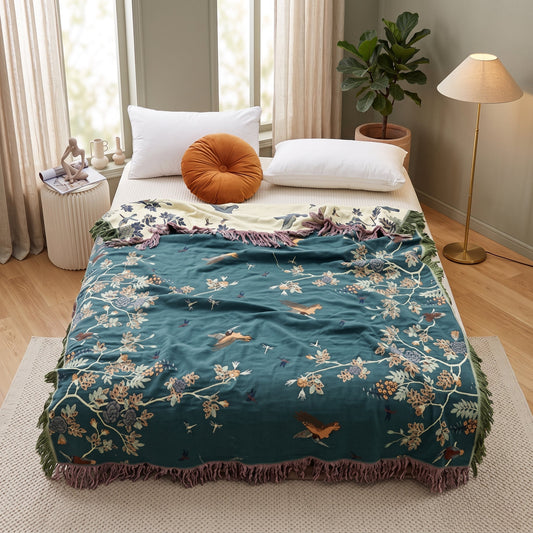 Coperta Floreale Jacquard per Divano e Letto | Fioramara