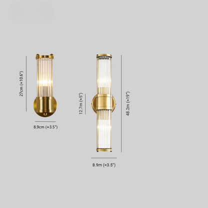 Lampada Parete Cristallo Scanalato Ottone LED con Luce Doppia | Calavento