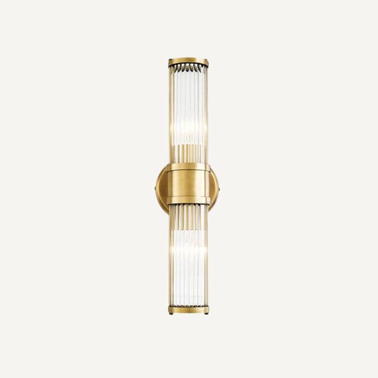 Lampada Parete Cristallo Scanalato Ottone LED con Luce Doppia | Calavento