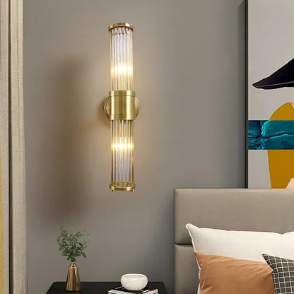 Lampada Parete Cristallo Scanalato Ottone LED con Luce Doppia | Calavento