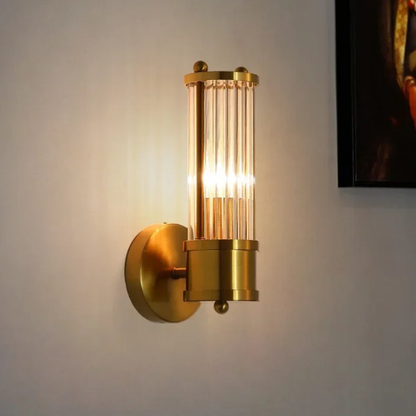 Lampada Parete Cristallo Scanalato Ottone LED con Luce Doppia | Calavento
