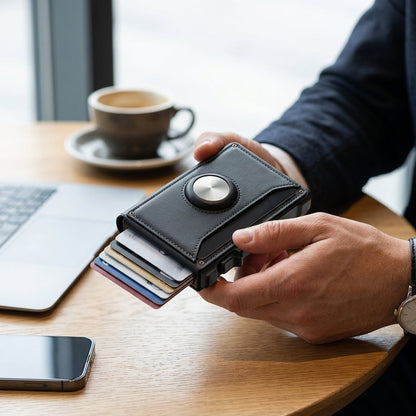 Portafoglio AirTag sottile in pelle con capacità di oltre 12 carte e blocco RFID | Collavento