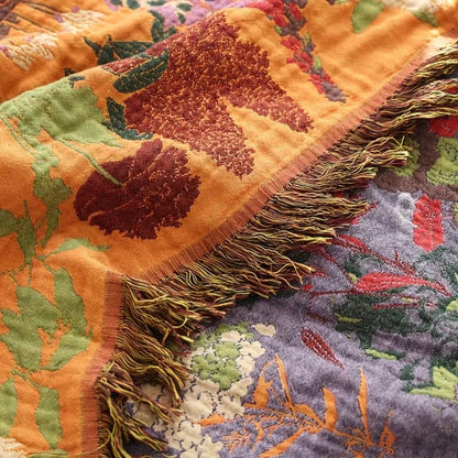 Coperta Floreale Boho in Cotone Jacquard | Fioressenza