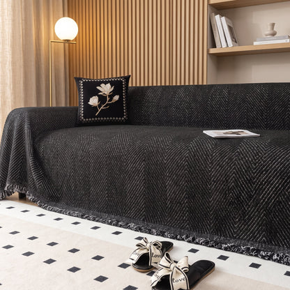 Copridivano Boho Antiscivolo con Motivo Chevron e Frange | Tramaviva