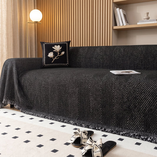 Copridivano Boho Antiscivolo con Motivo Chevron e Frange | Tramaviva