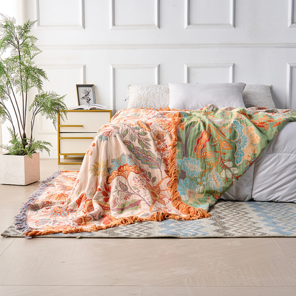 Coperta Floreale con Frange per Divano | Fiorlena
