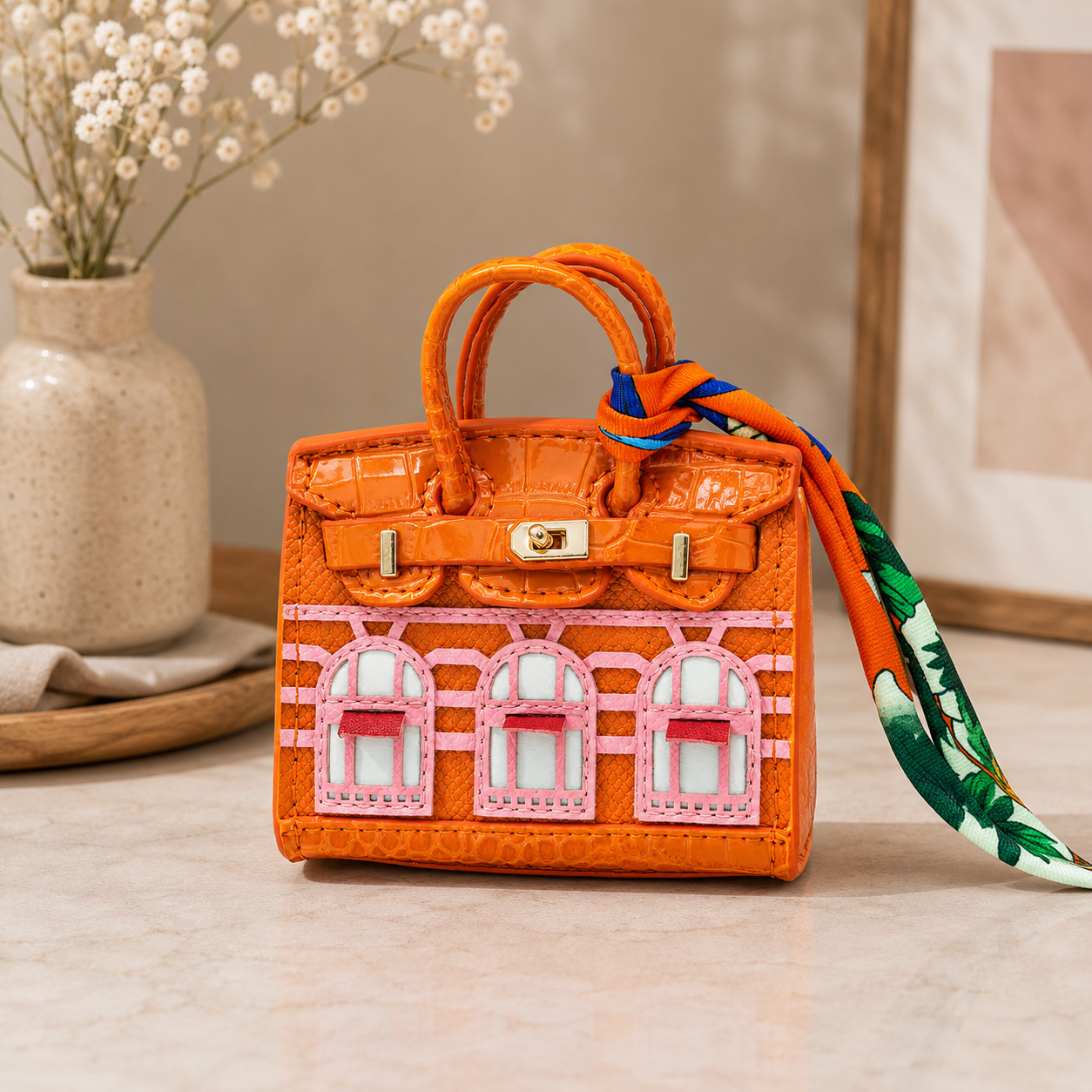 Mini Ciondolo Borsa Decorativo con Finitura Platino | Montechiaro