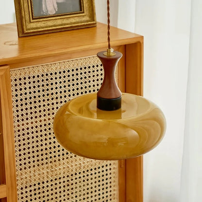 Lampada Vetro Ambra Sospesa Regolabile Stile Vintage LED | Caladina