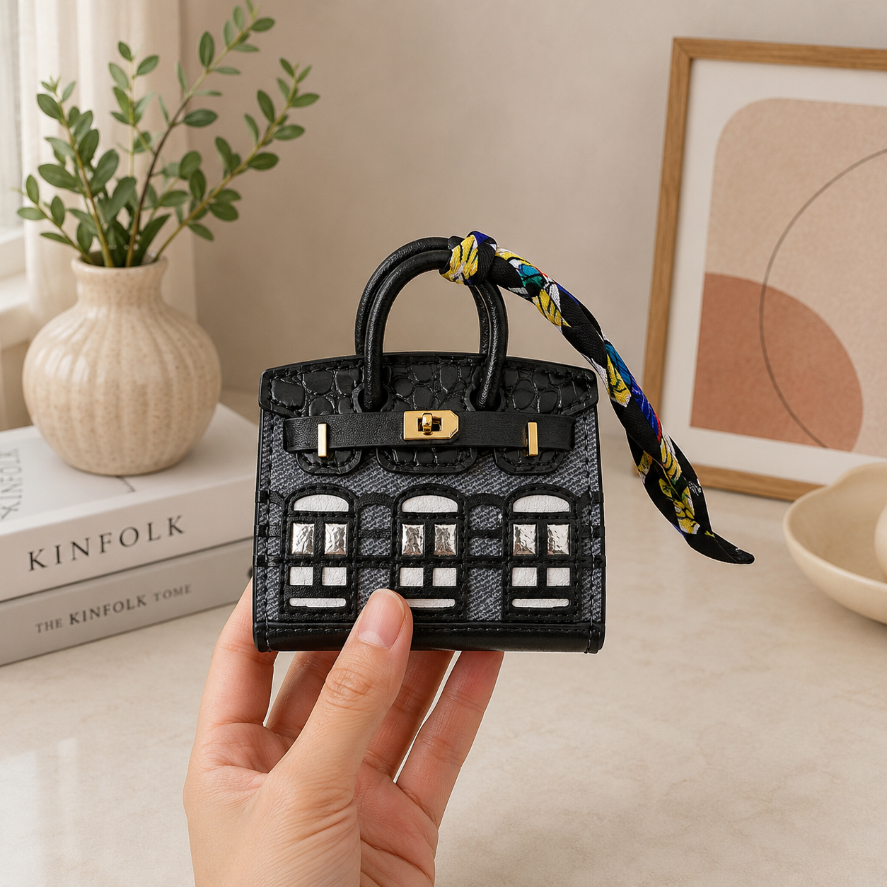 Mini Ciondolo Borsa Decorativo con Finitura Platino | Montechiaro