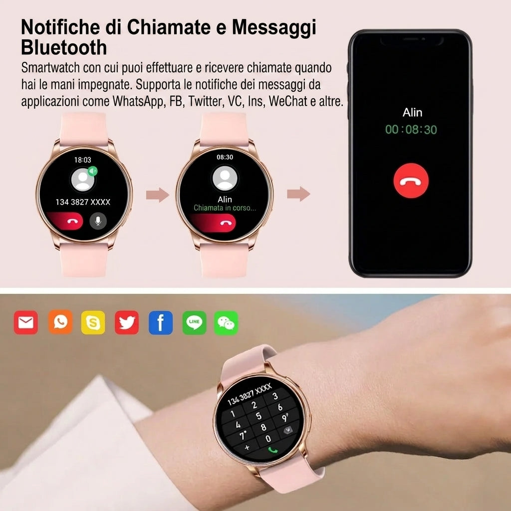 Smartwatch con Monitoraggio Avanzato della Salute Chiamate Bluetooth e Touchscreen | Estabella