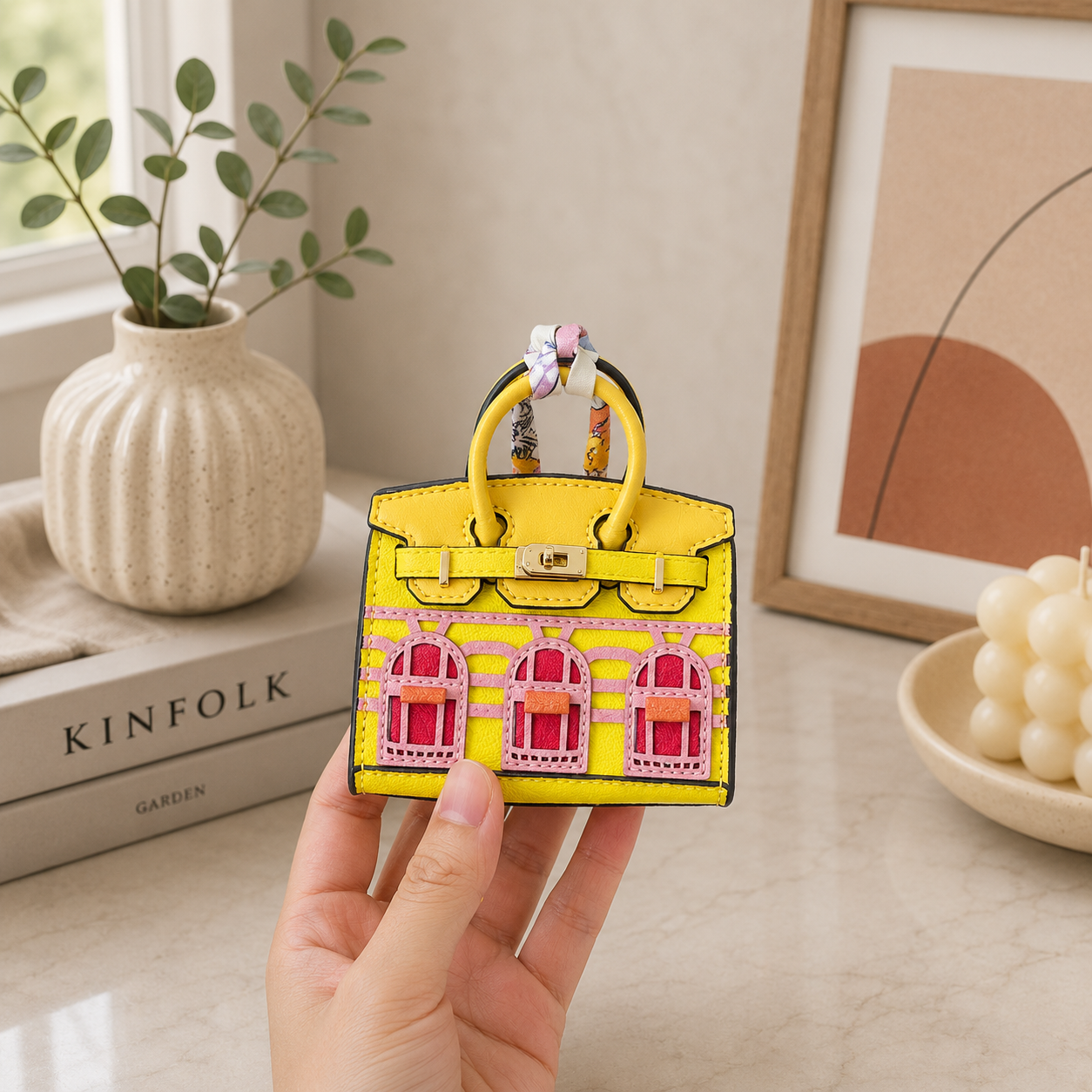 Mini Ciondolo Borsa Decorativo con Finitura Platino | Montechiaro
