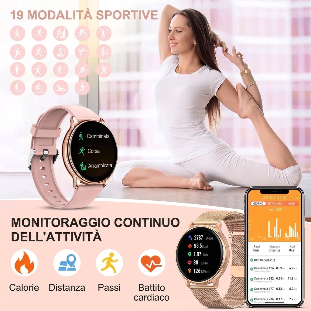 Smartwatch con Monitoraggio Avanzato della Salute Chiamate Bluetooth e Touchscreen | Estabella