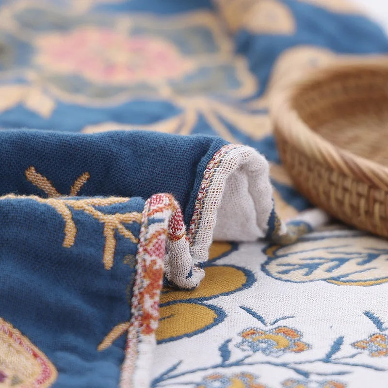 Coperta Divano Floreale Multiuso con Frange | Floravelle