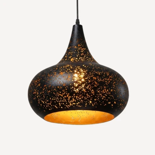 Lampada a Sospensione Vintage in Ferro Traforato con Luce Decorativa | Fontebellina