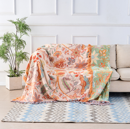 Coperta Floreale con Frange per Divano | Fiorlena